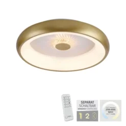 LED Deckenleuchte messing matt rund Kristalleffekte dimmbar
