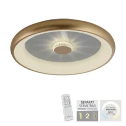 LED Deckenleuchte messing matt 61x61 rund Kristalleffekte dimmbar steuerbar