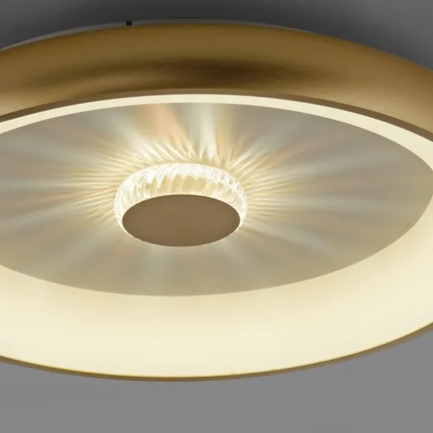 LED Deckenleuchte messing matt 61x61 rund Kristalleffekte dimmbar steuerbar