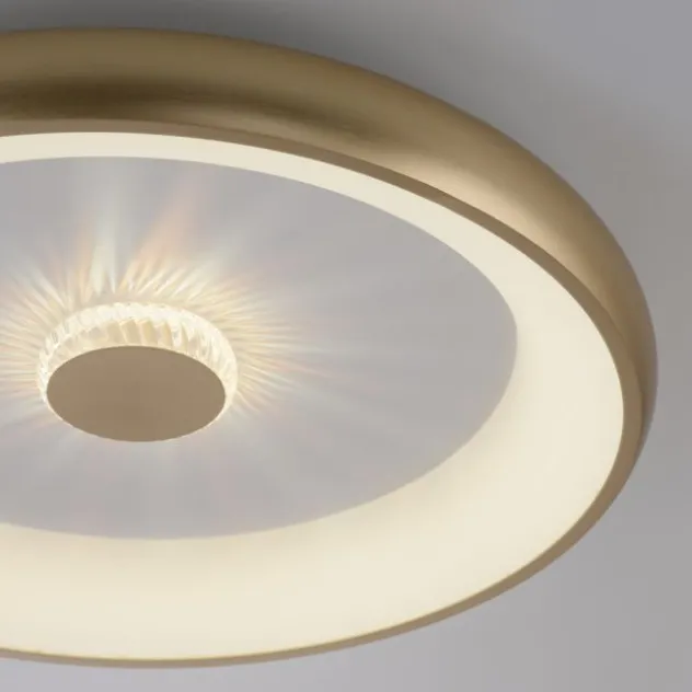 LED Deckenleuchte messing matt 61x61 rund Kristalleffekte dimmbar steuerbar