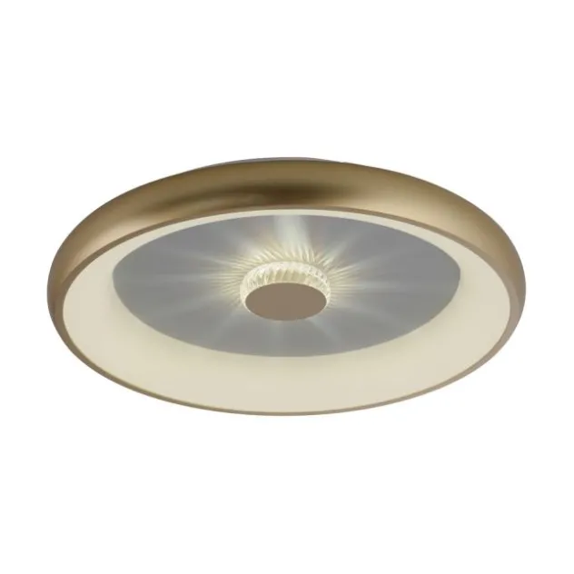 LED Deckenleuchte messing matt 61x61 rund Kristalleffekte dimmbar steuerbar