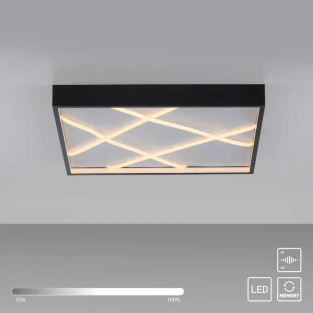 LED Deckenleuchte MIKADO, schwarz, eckig, dimmbar, Simply Dim, Memoryfunktion