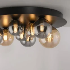LED Deckenleuchte POPSICLE, schwarz, Amber- + Rauchgläser