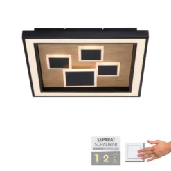 LED Deckenleuchte quadratisch Holz Natur Eiche Serienschaltung steuerbar