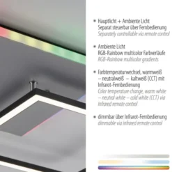 LED Deckenleuchte quadratisch aluminium CCT dimmbar Rainbow RGB