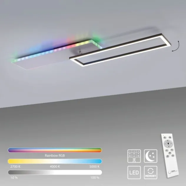 LED Deckenleuchte rechteckig aluminium CCT dimmbar Rainbow RGB