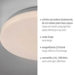 LED Deckenleuchte rund D=22cm weiß warmweiß 3000K