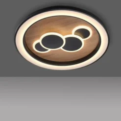LED Deckenleuchte rund Holz Natur Eiche Serienschaltung steuerbar