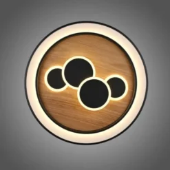 LED Deckenleuchte rund Holz Natur Eiche Serienschaltung steuerbar