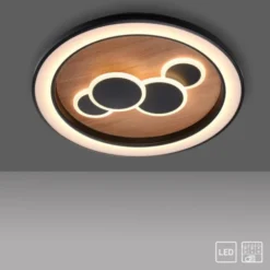 LED Deckenleuchte rund Holz Natur Eiche Serienschaltung steuerbar