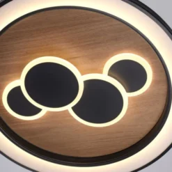 LED Deckenleuchte rund Holz Natur Eiche Serienschaltung steuerbar