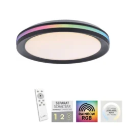 LED Deckenleuchte rund Multicolor schwarz dimmbar Fernbedienung RGB+CCT