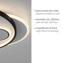 LED Deckenleuchte rund schwarz weiß schaltbar warmweiß Licht