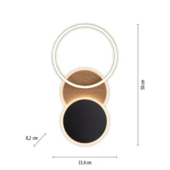 LED Deckenleuchte rund schwarz mit Holzdekor schwenkbar modern