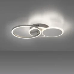 LED-Deckenleuchte, rund, stahlfarben, 42x34cm