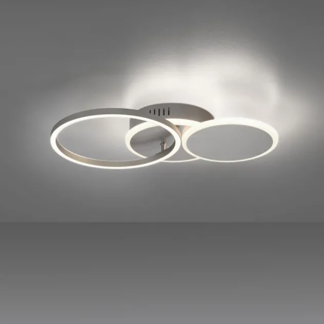 LED-Deckenleuchte, rund, stahlfarben, 42x34cm