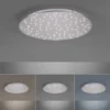 LED Deckenleuchte, rund, stahlfarben, CCT, dimmbar, Ø 48cm, Fernbedienung