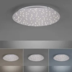 LED Deckenleuchte, rund, stahlfarben, CCT, dimmbar, Ø 48cm, Fernbedienung