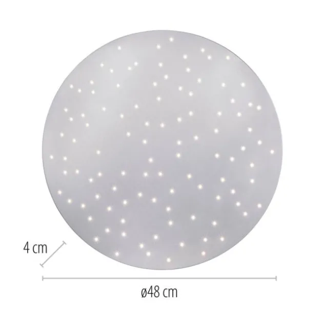 LED Deckenleuchte, rund, stahlfarben, CCT, dimmbar, Ø 48cm, Fernbedienung