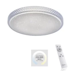 LED-Deckenleuchte, rund, Sternenhimmeloptik, CCT, Ø 60cm, Kristallrand