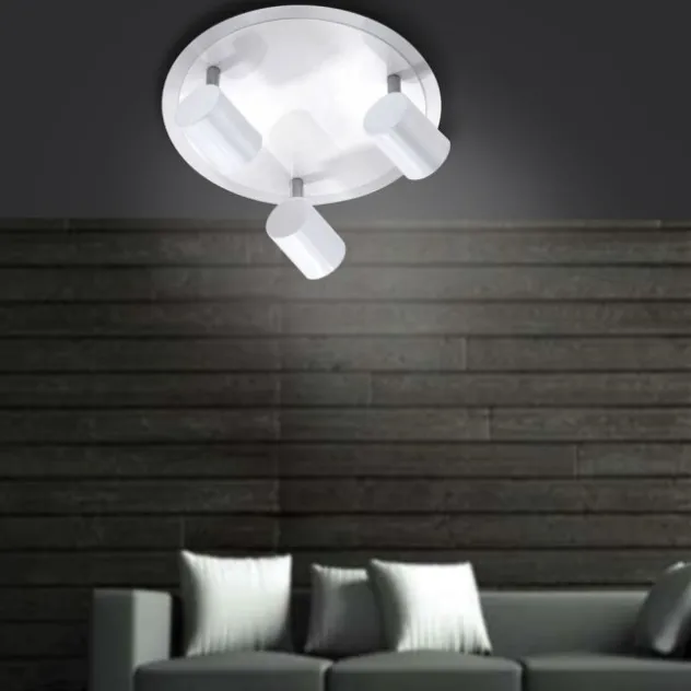 LED-Deckenleuchte, rund, weiß, 3 verstellbare Leuchtköpfe, warmweiß, modern