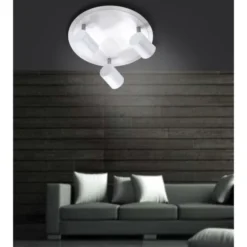 LED-Deckenleuchte, rund, weiß, 3 verstellbare Leuchtköpfe, warmweiß, modern