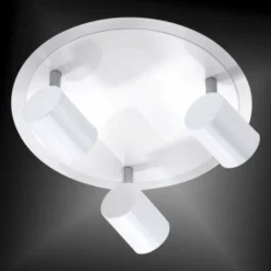 LED-Deckenleuchte, rund, weiß, 3 verstellbare Leuchtköpfe, warmweiß, modern