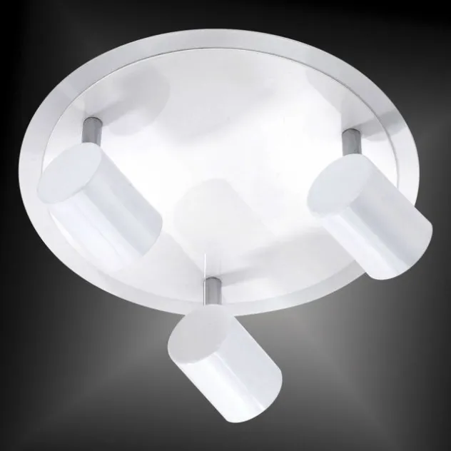 LED-Deckenleuchte, rund, weiß, 3 verstellbare Leuchtköpfe, warmweiß, modern