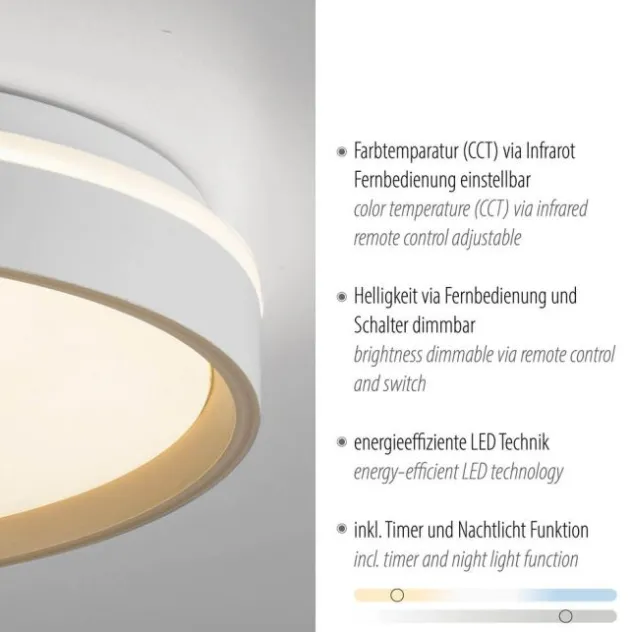 LED Deckenleuchte sandfarben, CCT Fernbedienung