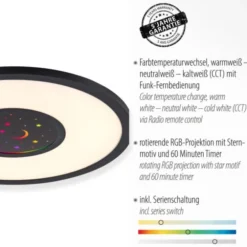 LED Deckenleuchte schwarz CCT RGB Fernbedienung dimmbar Memoryfunktion