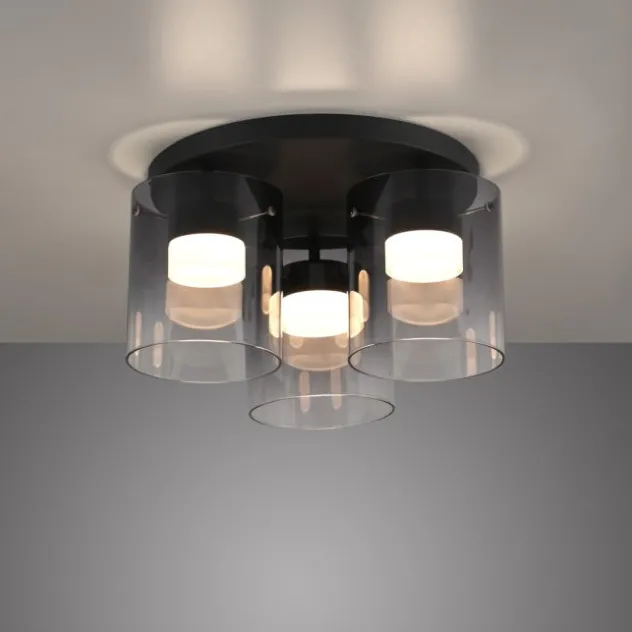 LED Deckenleuchte schwarz dimmbar in 3 Stufen Rauchglas Schlafzimmer