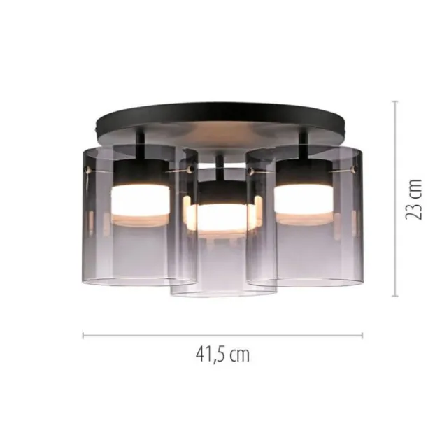 LED Deckenleuchte schwarz dimmbar in 3 Stufen Rauchglas Schlafzimmer