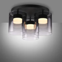LED Deckenleuchte schwarz dimmbar in 3 Stufen Rauchglas Schlafzimmer