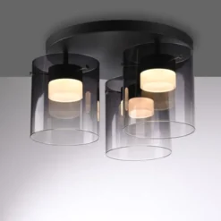 LED Deckenleuchte schwarz dimmbar in 3 Stufen Rauchglas Schlafzimmer