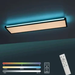 LED Deckenleuchte, schwarz, dimmbar, Fernbedienung, Memory