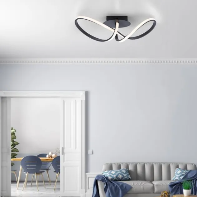 LED-Deckenleuchte, schwarz, dimmbar, IP20, Innenleuchte