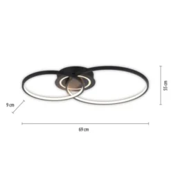 LED Deckenleuchte schwarz drehbar rund Lichtring getrennt schaltbar