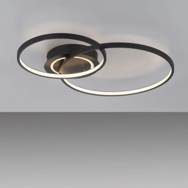LED Deckenleuchte schwarz drehbar rund Lichtring getrennt schaltbar