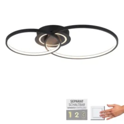 LED Deckenleuchte schwarz drehbar rund Lichtring getrennt schaltbar