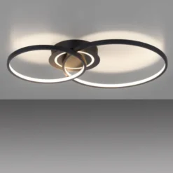 LED Deckenleuchte schwarz drehbar rund Lichtring getrennt schaltbar