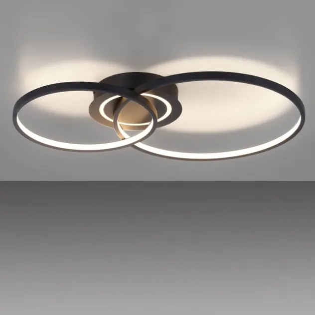 LED Deckenleuchte schwarz drehbar rund Lichtring getrennt schaltbar