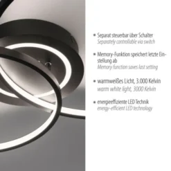 LED Deckenleuchte schwarz drehbar rund Lichtring getrennt schaltbar