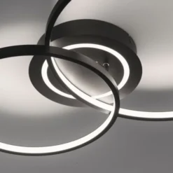 LED Deckenleuchte schwarz drehbar rund Lichtring getrennt schaltbar