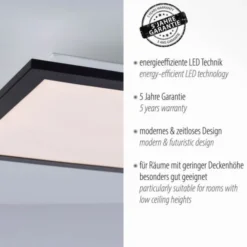 LED-Deckenleuchte, schwarz, eckig, flach, Innenleuchte