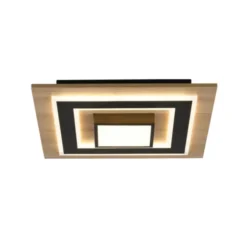 LED Deckenleuchte schwarz Holzoptik mit Metall getrennt schaltbar