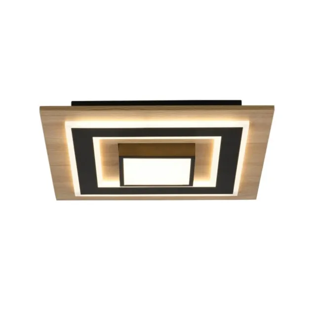 LED Deckenleuchte schwarz Holzoptik mit Metall getrennt schaltbar