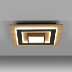 LED Deckenleuchte schwarz Holzoptik mit Metall getrennt schaltbar