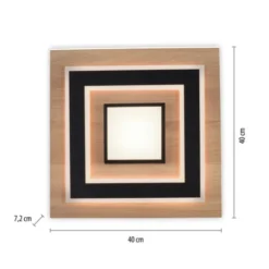 LED Deckenleuchte schwarz Holzoptik mit Metall getrennt schaltbar