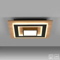 LED Deckenleuchte schwarz Holzoptik mit Metall getrennt schaltbar