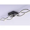 LED-Deckenleuchte, schwarz, 3 Leuchtarme, Wellenform, warmweiße Lichtfarbe